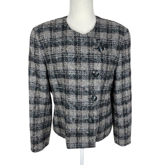 VTG Pendleton Wool Tweed Blazer Women's Neutral Size 10 Academia Classic Career - Picture 1 of 14